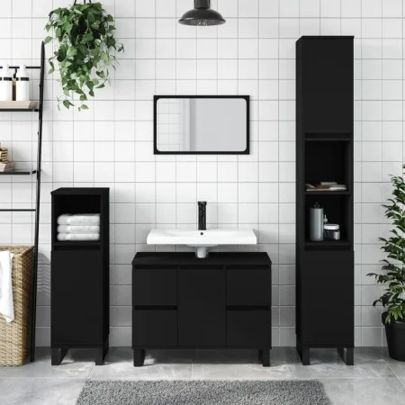 Schwarzer Spiegelschrank aus Sperrholz, 30x30x100 cm. von vidaXL, Badezimmerwaschtische - Ref: Foro24-831565, Preis: 72,99 €,...