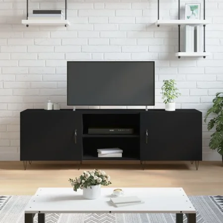 Black engineered wood TV cabinet 150x30x50 cm by vidaXL, TV Furniture - Ref: Foro24-829093, Price: 83,74 €, Discount: %