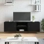 Black engineered wood TV cabinet 150x30x50 cm by vidaXL, TV Furniture - Ref: Foro24-829093, Price: 83,74 €, Discount: %