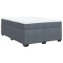 Cama box spring con colchón terciopelo gris oscuro 140x200 cm