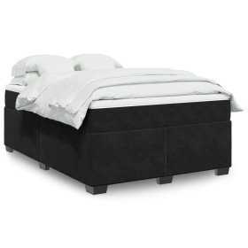 Cama box spring con colchón terciopelo negro 140x200 cm en Camas y somieres | Comprar online en Foro24