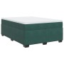 Cama box spring con colchón terciopelo verde oscuro 140x200 cm