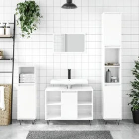 Glänzend weißer Badezimmerschrank aus Holzwerkstoff, 80 x 33 x 60 cm von vidaXL, Badezimmerwaschtische - Ref: Foro24-831630, ...