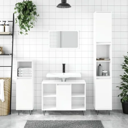 Mueble de baño madera de ingeniería blanco brillo 80x33x60 cm de vidaXL, Tocadores de baño - Ref: Foro24-831630, Precio: 53,0...