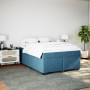 Cama box spring con colchón terciopelo azul oscuro 160x200 cm