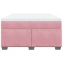 Cama box spring con colchón terciopelo rosa 160x200 cm