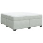 Cama box spring con colchón terciopelo gris claro 180x200 cm