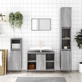 Armario de baño madera contrachapada gris Sonoma 30x30x100 cm von vidaXL, Badezimmerwaschtische - Ref: Foro24-831554, Preis: ...