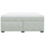 Cama box spring con colchón terciopelo gris claro 180x200 cm