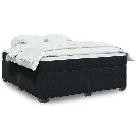 Cama box spring con colchón terciopelo negro 180x200 cm en Camas y somieres | Comprar online en Foro24