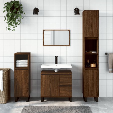 Badezimmerschrank Sperrholz braune Eiche 65x33x60 cm von vidaXL, Badezimmerwaschtische - Ref: Foro24-831619, Preis: 67,82 €, ...