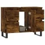 Mueble de baño madera de ingeniería roble ahumado 80x33x60 cm de vidaXL, Tocadores de baño - Ref: Foro24-831665, Precio: 90,4...