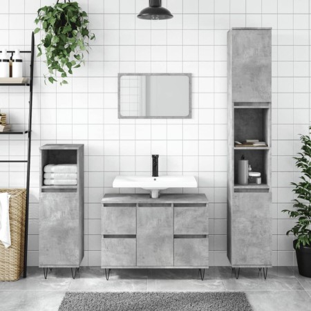 Concrete gray engineered wood bathroom cabinet 80x33x60 cm by vidaXL, bathroom vanities - Ref: Foro24-831656, Price: 75,81 €,...