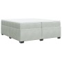 Cama box spring con colchón terciopelo gris claro 200x200 cm