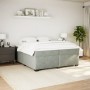 Cama box spring con colchón terciopelo gris claro 200x200 cm
