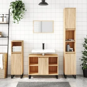 Badmöbel aus Holzwerkstoff Sonoma Eiche 80x33x60 cm von vidaXL, Badezimmerwaschtische - Ref: Foro24-831631, Preis: 59,63 €, R...