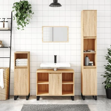 Badmöbel aus Holzwerkstoff Sonoma Eiche 80x33x60 cm von vidaXL, Badezimmerwaschtische - Ref: Foro24-831631, Preis: 59,63 €, R...