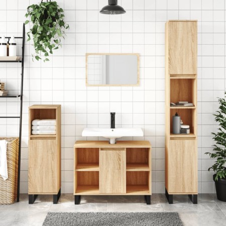 Badmöbel aus Holzwerkstoff Sonoma Eiche 80x33x60 cm von vidaXL, Badezimmerwaschtische - Ref: Foro24-831631, Preis: 60,45 €, R...