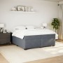 Cama box spring con colchón terciopelo gris oscuro 200x200 cm