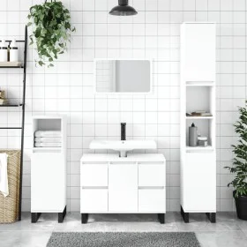 Weißer Badezimmerschrank aus Holzwerkstoff, 30 x 30 x 100 cm von vidaXL, Badezimmerwaschtische - Ref: Foro24-831564, Preis: 6...