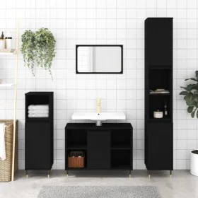 Badezimmerschrank aus schwarzem Sperrholz 30x30x100 cm von vidaXL, Badezimmerwaschtische - Ref: Foro24-831549, Preis: 57,39 €...