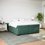 Cama box spring con colchón terciopelo verde oscuro 200x200 cm