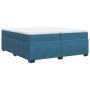 Cama box spring con colchón terciopelo azul oscuro 200x200 cm