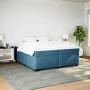 Cama box spring con colchón terciopelo azul oscuro 200x200 cm