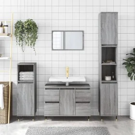 Sonoma Badmöbel aus grauem Holzwerkstoff 80x33x60 cm von vidaXL, Badezimmerwaschtische - Ref: Foro24-831650, Preis: 75,14 €, ...