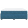 Cama box spring con colchón terciopelo azul oscuro 200x200 cm