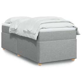 Cama box spring con colchón tela gris claro 80x200 cm