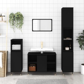 Mueble de baño madera de ingeniería negro 80x33x60 cm