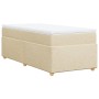 Cama box spring con colchón tela color crema 80x200 cm