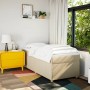 Cama box spring con colchón tela color crema 80x200 cm