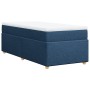 Cama box spring con colchón tela azul 80x200 cm