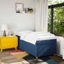 Cama box spring con colchón tela azul 80x200 cm