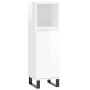 Armario de baño madera contrachapada blanco brillo 30x30x100 cm de vidaXL, Tocadores de baño - Ref: Foro24-831566, Precio: 65...