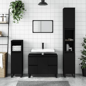 Black engineered wood bathroom cabinet 80x33x60 cm by vidaXL, bathroom vanities - Ref: Foro24-831661, Price: 78,38 €, Discoun...