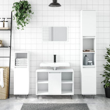 Weißer Badezimmerschrank aus Holzwerkstoff, 80 x 33 x 60 cm von vidaXL, Badezimmerwaschtische - Ref: Foro24-831628, Preis: 50...