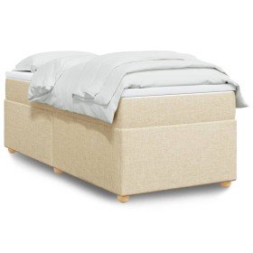 Cama box spring con colchón tela color crema 90x190 cm en Camas y somieres | Comprar online en Foro24