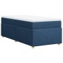 Cama box spring con colchón tela azul 90x190 cm