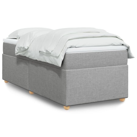 Cama box spring con colchón tela gris claro 90x200 cm en Camas y somieres | Comprar online en Foro24