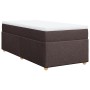 Cama box spring con colchón tela marrón oscuro 90x200 cm