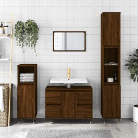 Brown oak engineered wood bathroom cabinet 80x33x60 cm by vidaXL, bathroom vanities - Ref: Foro24-831651, Price: 75,83 €, Dis...