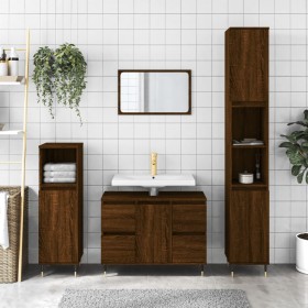Mueble de baño madera de ingeniería roble marrón 80x33x60 cm