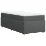 Cama box spring con colchón tela gris oscuro 100x200 cm