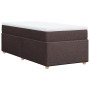 Cama box spring con colchón tela marrón oscuro 100x200 cm