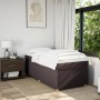 Cama box spring con colchón tela marrón oscuro 100x200 cm