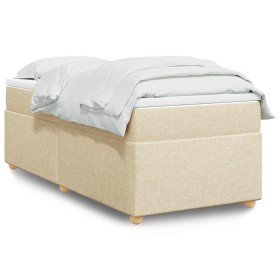 Cama box spring con colchón tela color crema 100x200 cm en Camas y somieres | Comprar online en Foro24