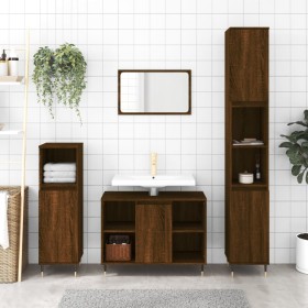 Mueble de baño madera de ingeniería roble marrón 80x33x60 cm